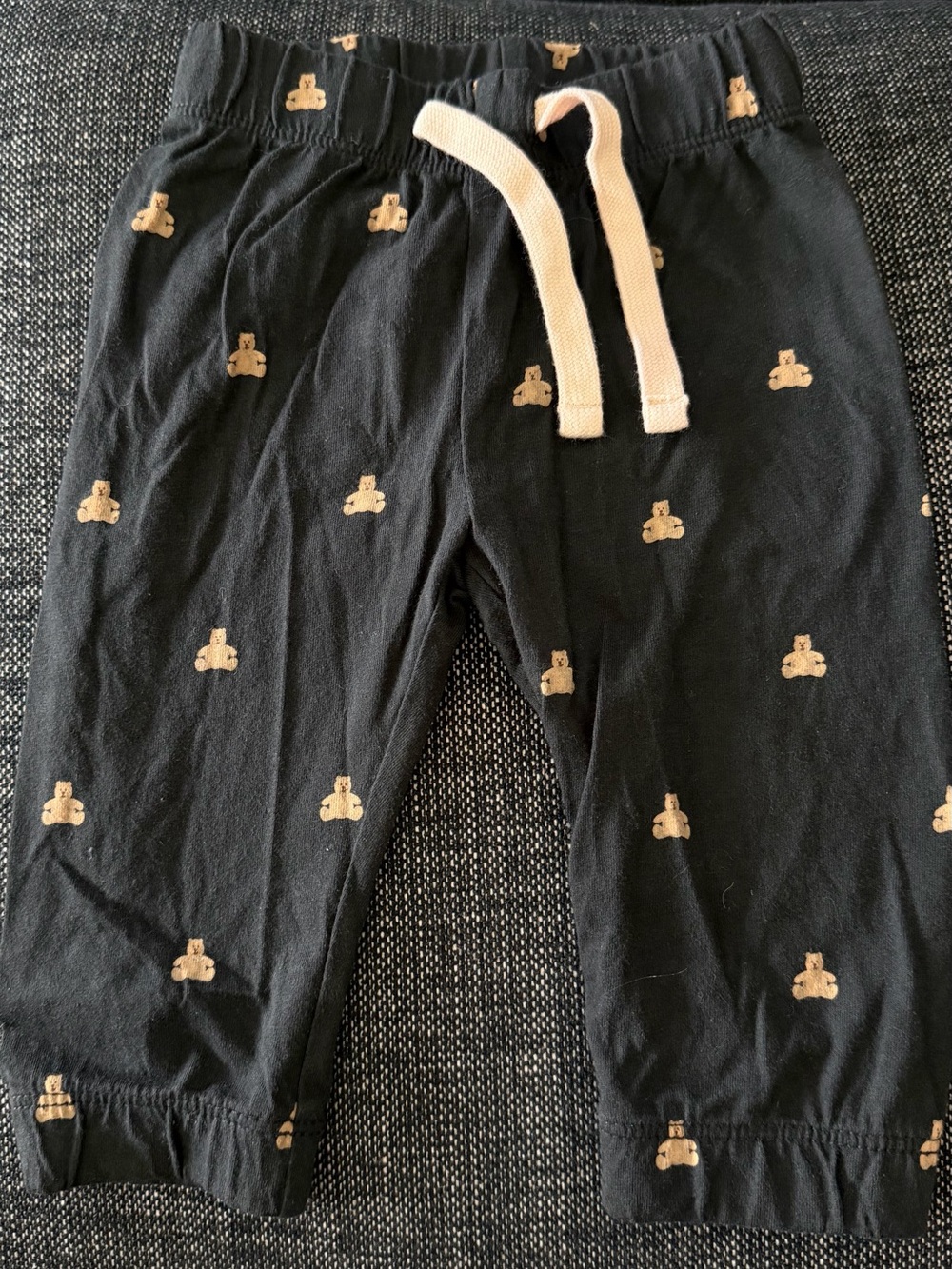 GAP Baby Black Knit Pants with Cream Teddy Logo